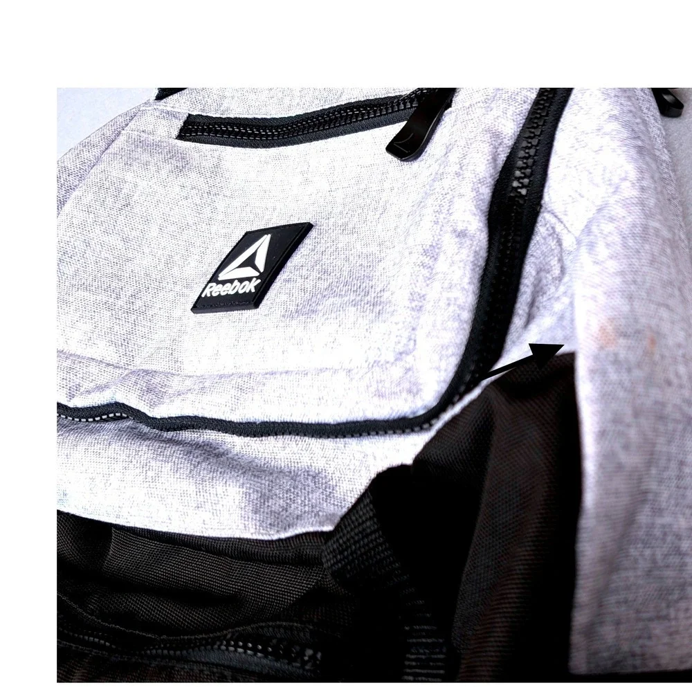 Reebok Backpack Grey Black Colorblock School Travel Laptop Bag Mesh‎ Pockets